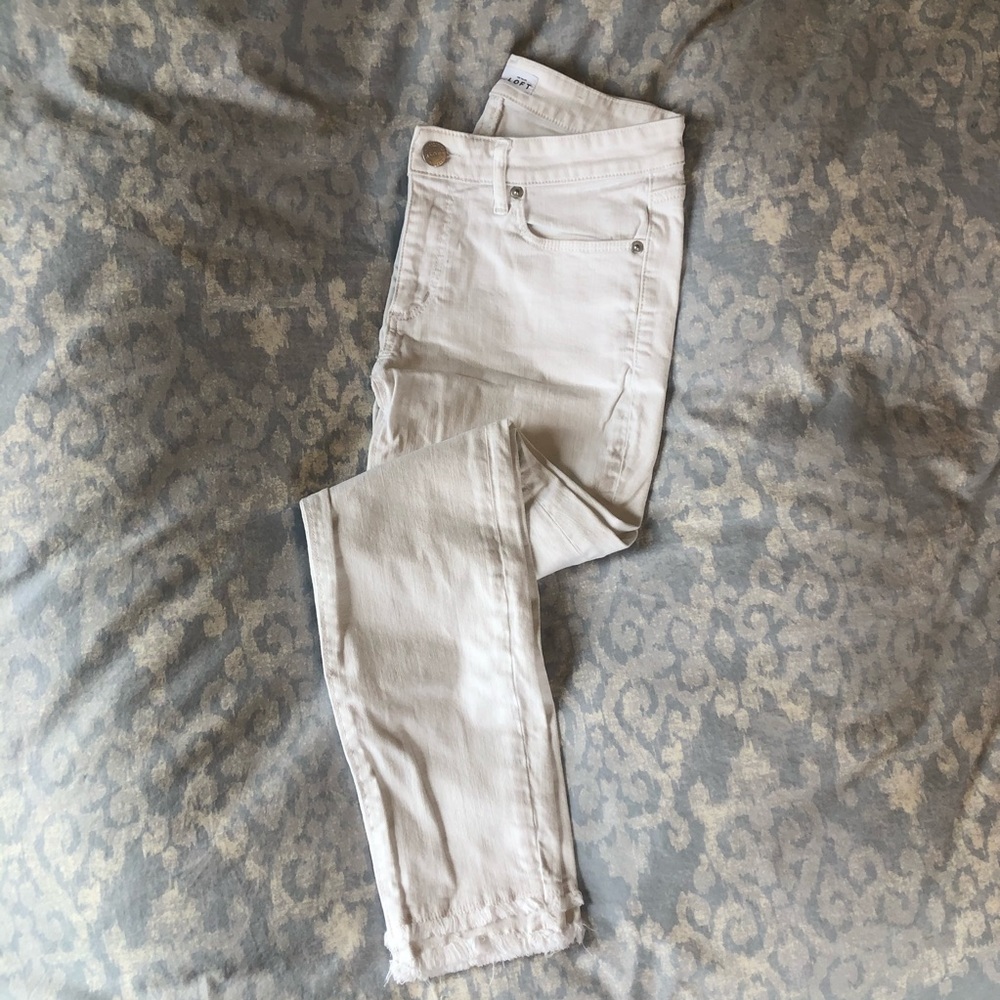 Loft Fringe Hem White Denim